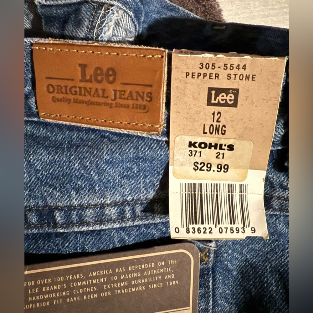 NWT Lee Original Jeans Vintage Size 12 Long